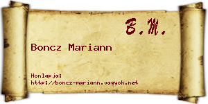 Boncz Mariann névjegykártya